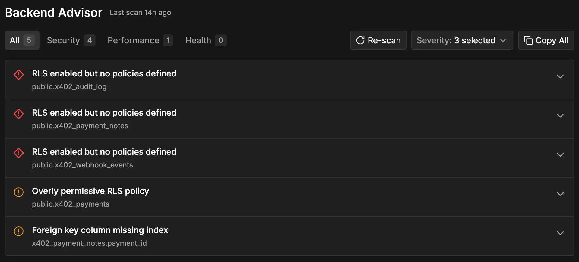 Backend Advisor list